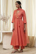 Peach Modal Printed Angrakha Anarkali Suit Set image number 3
