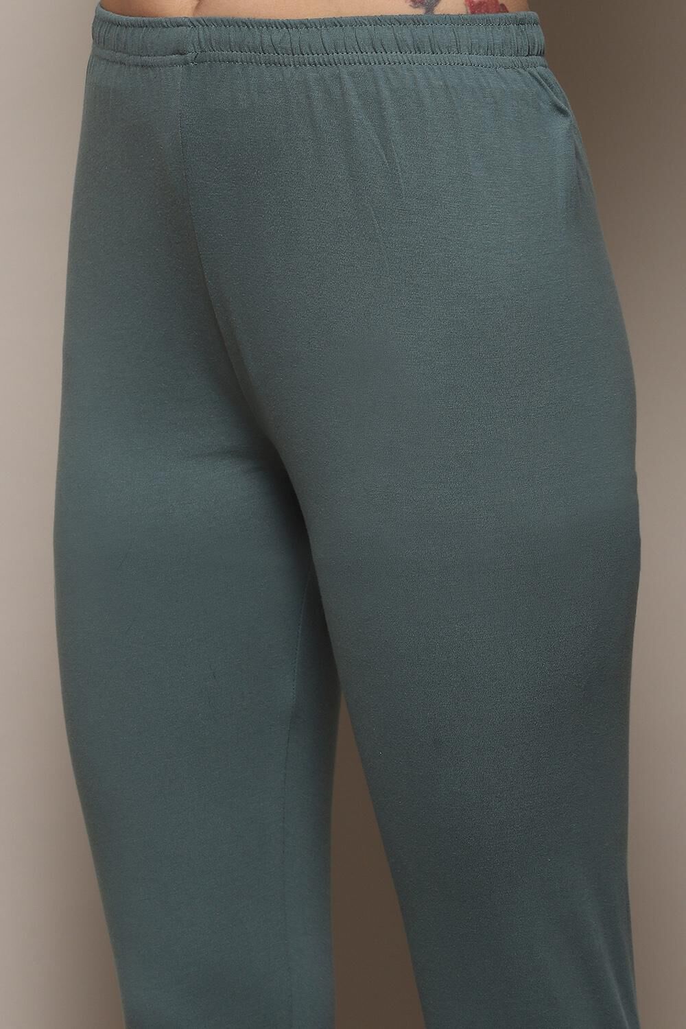 Turquoise Cotton Anarkali Solid Kurta Churidar Suit Set image number 2