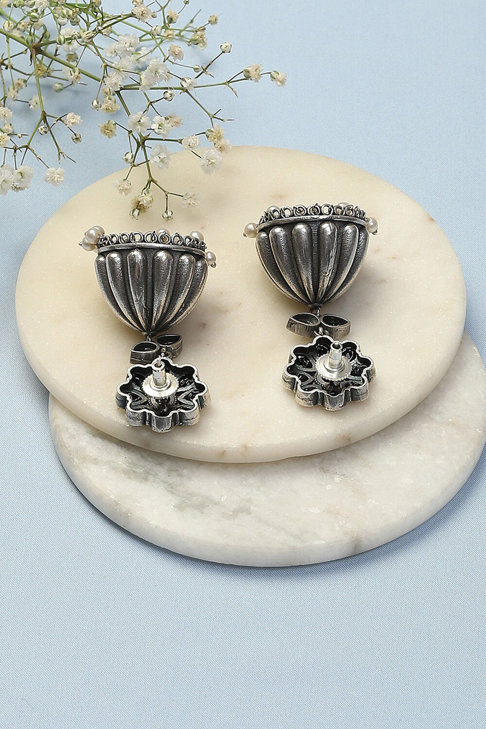 Oxidised Black Brass Earrings image number 2