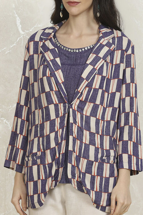Blue Viscose Rayon Printed Top image number 1