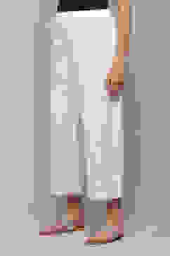 White LIVA Solid Pants image number 2