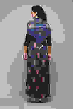 Navy LIVA Flared Solid Dress image number 4