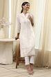 Off-White Embroidered Straight Kurta image number 0