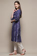 Indigo Rayon Straight Printed Kurta image number 2