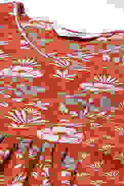 Rust Cotton Flared Kurta Set image number 1