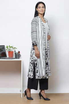 Black Grey LIVA Printed Kurta with Jacket image number 4
