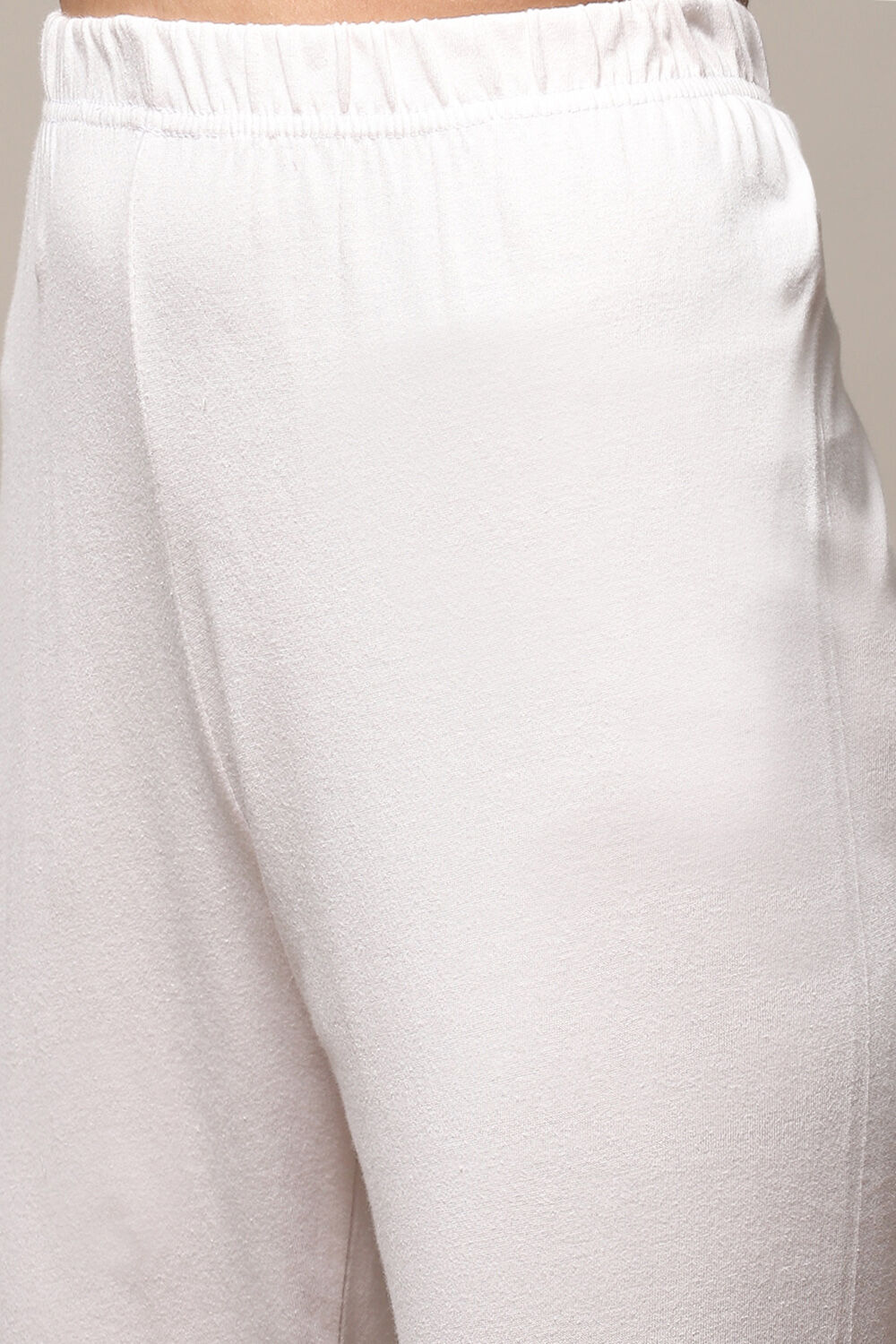 Off White Rayon Anarkali Kurta Churidar Suit Set image number 2