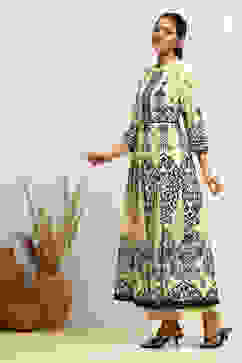 Ecru Cotton Printed Anarkali Kurta Set image number 3