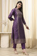 Purple Chanderi Unstitched Suit Set image number 6