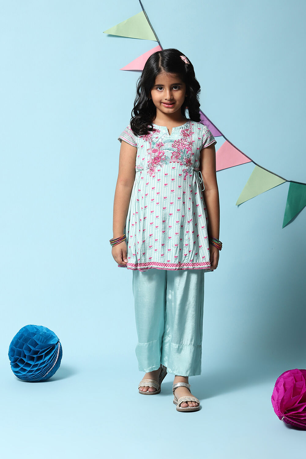 Sea Blue Viscose Flared 2 Piece Set image number 6