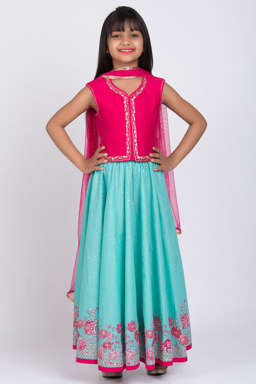 Pink Poly Modal Lehenga Set image number 0