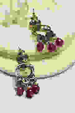 Maroon White Brass Drop & Danglers image number 2