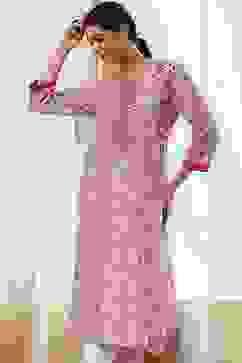 Beige Cotton Printed Straight Kurta image number 6