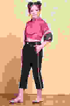 Red-Black Viscose Blend Shirt Set image number 3