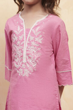 Pink Cotton Kurta Pants Set image number 1
