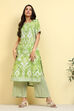 Blue Printed Straight Kurta Set image number 5