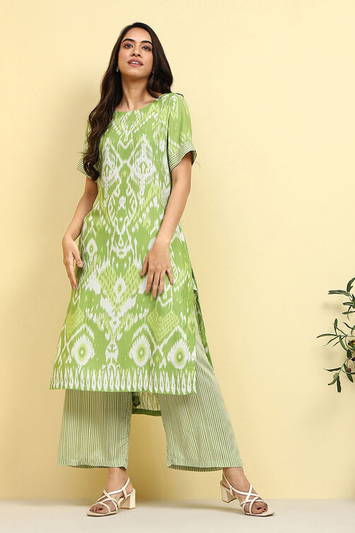 Blue Printed Straight Kurta Set image number 5