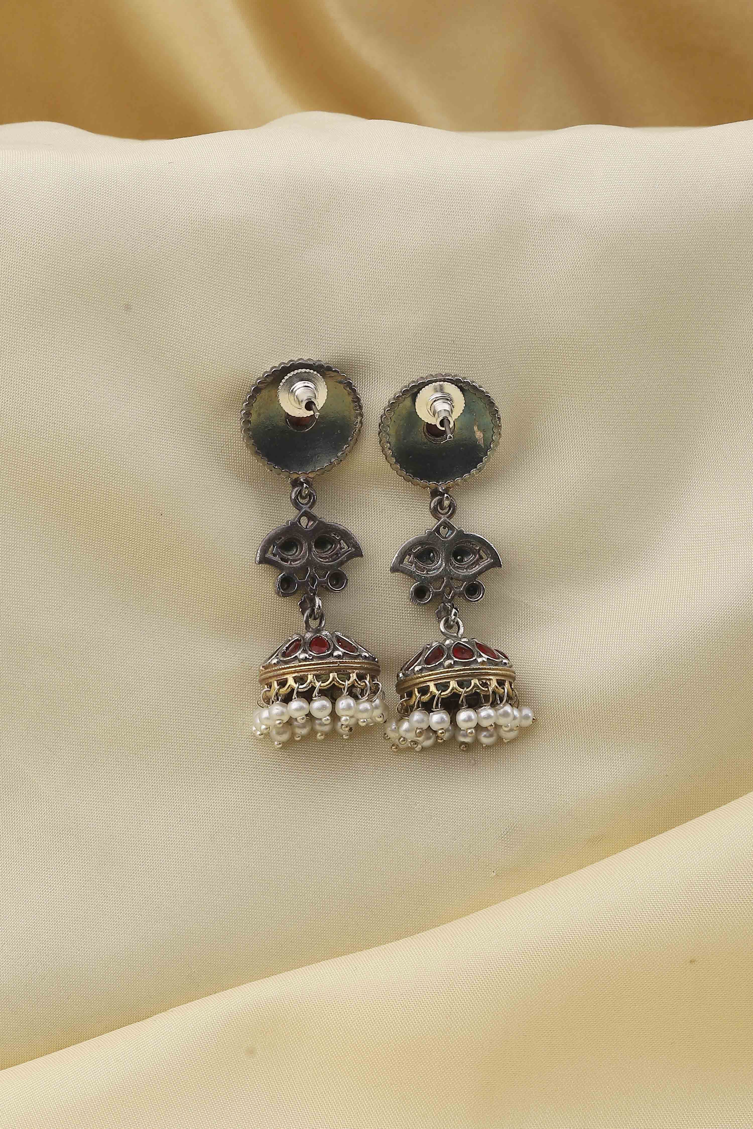 Red Brass Jhumka image number 2