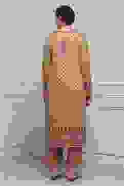 Mustard Blended Printed Straight Kurta Pants Set image number 4