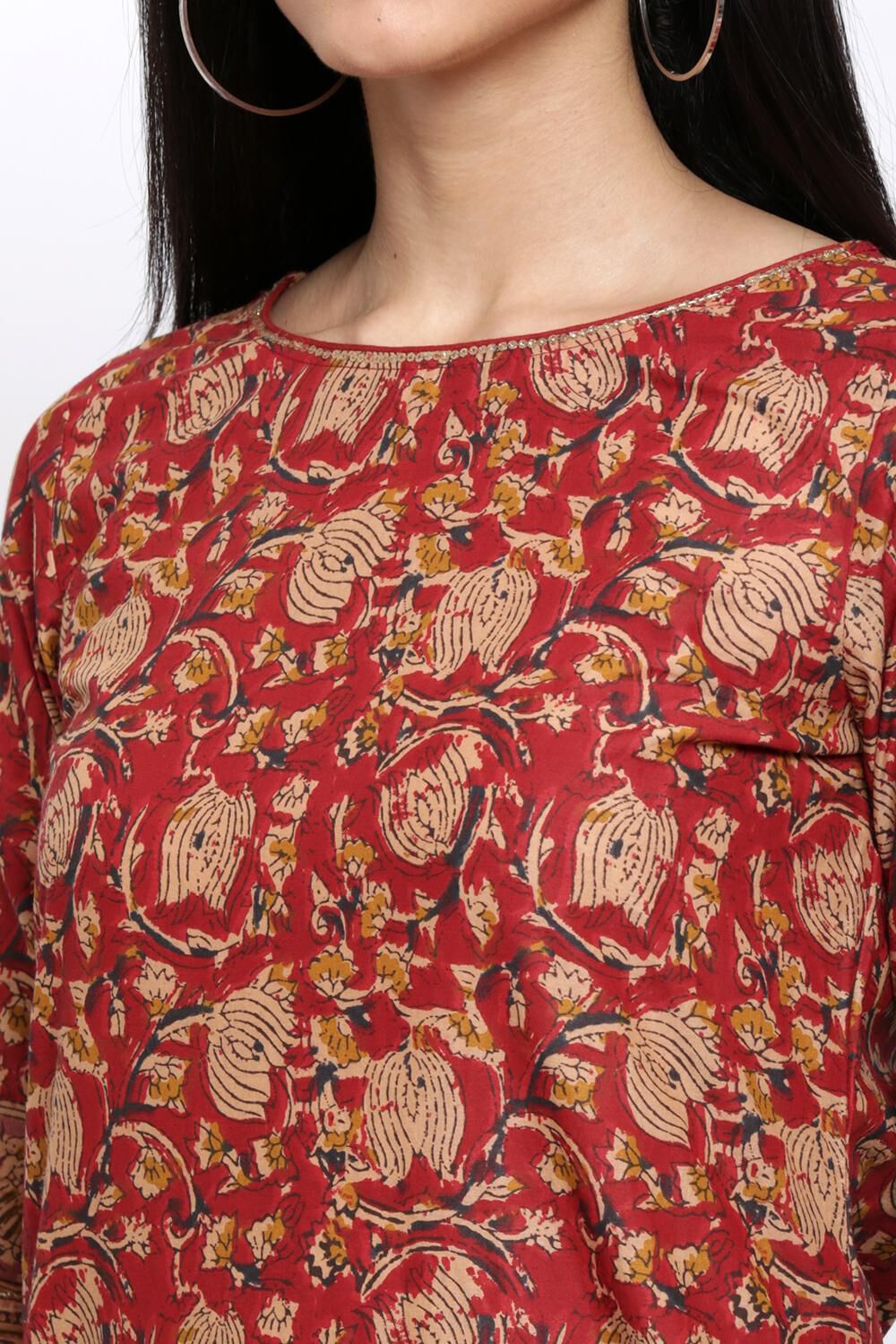 Red Straight Kurta Churidar Suit Set image number 1