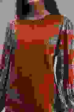 Orange Printed Straight Suit Set image number 1