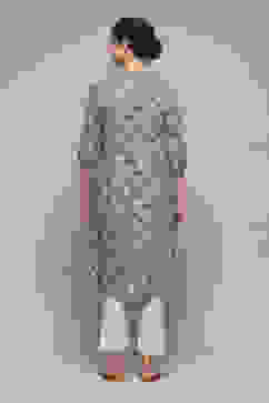 Blue Cotton Straight Printed Kurta image number 4