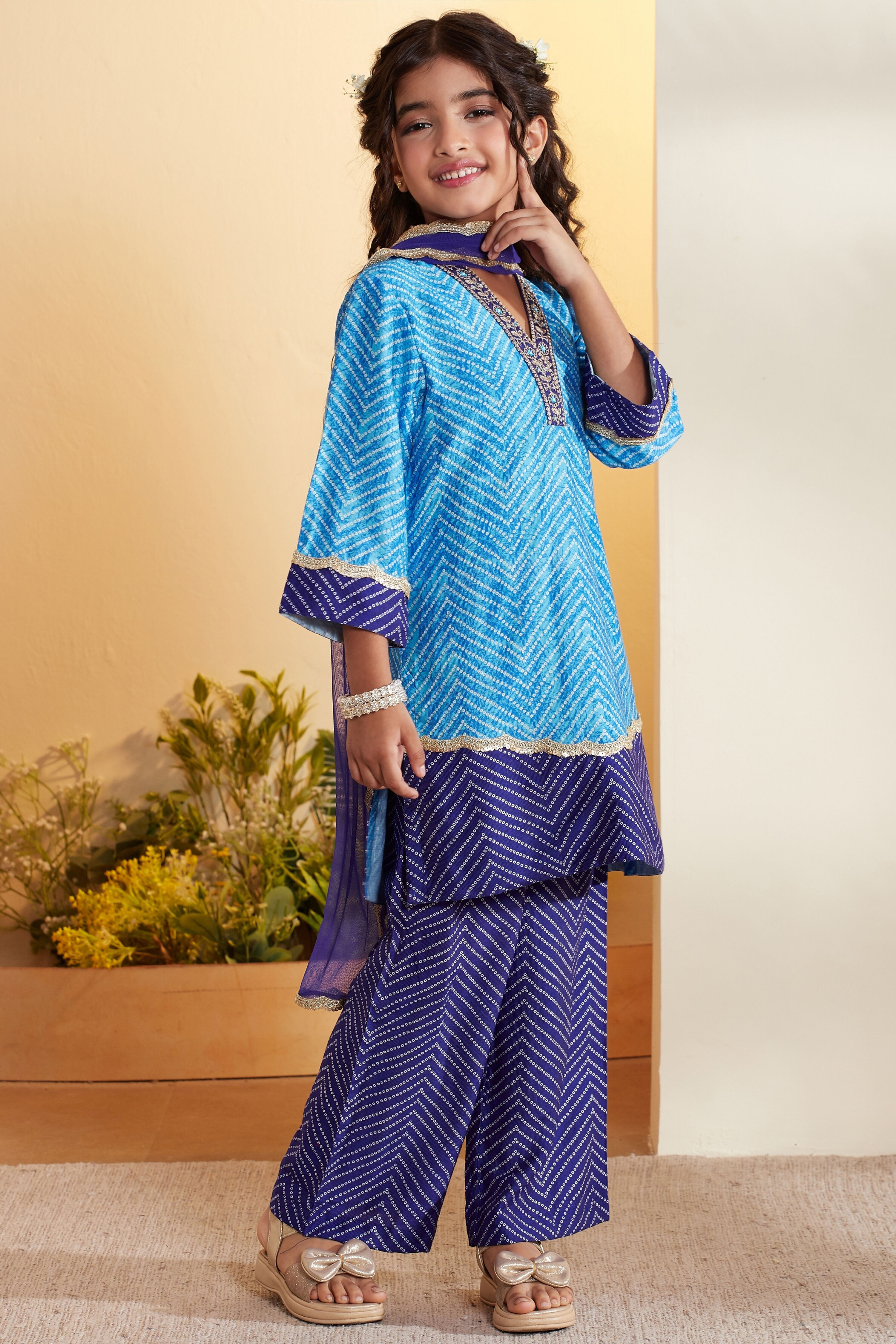 Blue Viscose Rayon Straight Suit Set image number 4