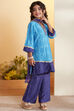 Blue Viscose Rayon Straight Suit Set image number 4
