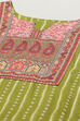 Green and Pink Cotton Blend Unstitched Suit Set image number 2