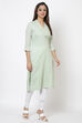 Ivory Cotton Straight Yarndyed Kurta image number 4
