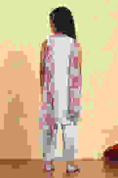 Sky Blue Polyester Straight Solid Suit Set image number 4