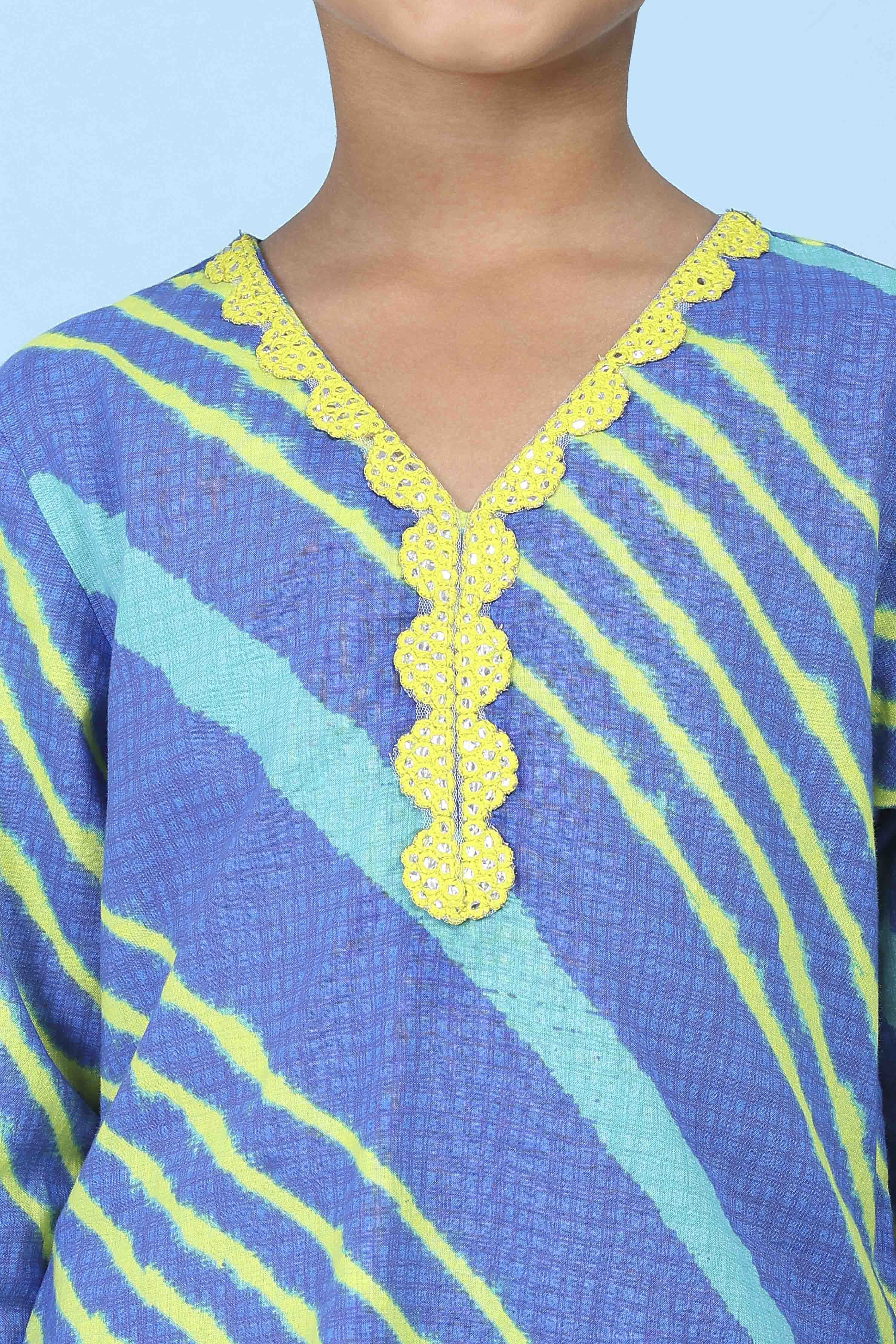 Blue Cotton Printed Straight Suit Set image number 1