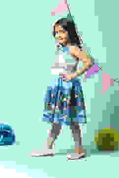 Off White Cotton Gathered Dress image number 5