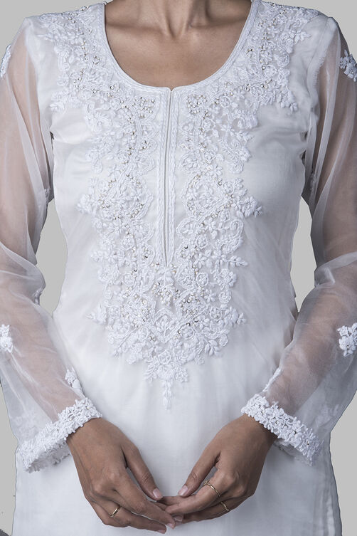 White Organza Easy Stitch Suit Set image number 1