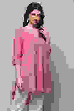 Pink Rayon Straight Kurti image number 4