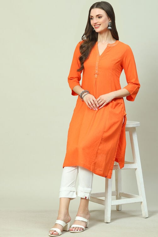 Blue Cotton Solid Kurti image number 5