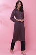 Blue Rayon A-Line Printed Kurta image number 4