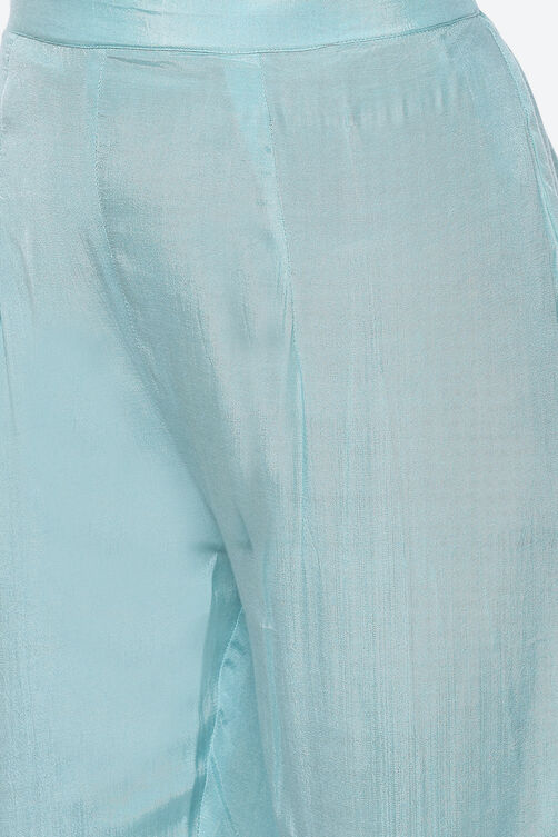 Blue Organza Unstitched Suit Set image number 2