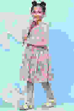 Peach Cotton A-Line Printed Dress image number 2