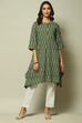 Dark Green Cotton IKAT Straight Yarndyed Kurta image number 5