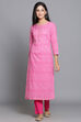 Pink Cotton Easy Stitch Suit Set image number 3