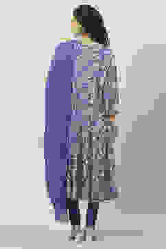 Blue Cotton Kalidar Kurta Churidar Suit Set image number 4