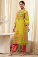 Green Cotton Printed Straight Kurta image number 2