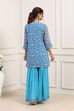Turquoise Polyester Straight Suit Set image number 4