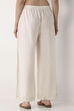 Off White Viscose Blend Straight Palazzos image number 5