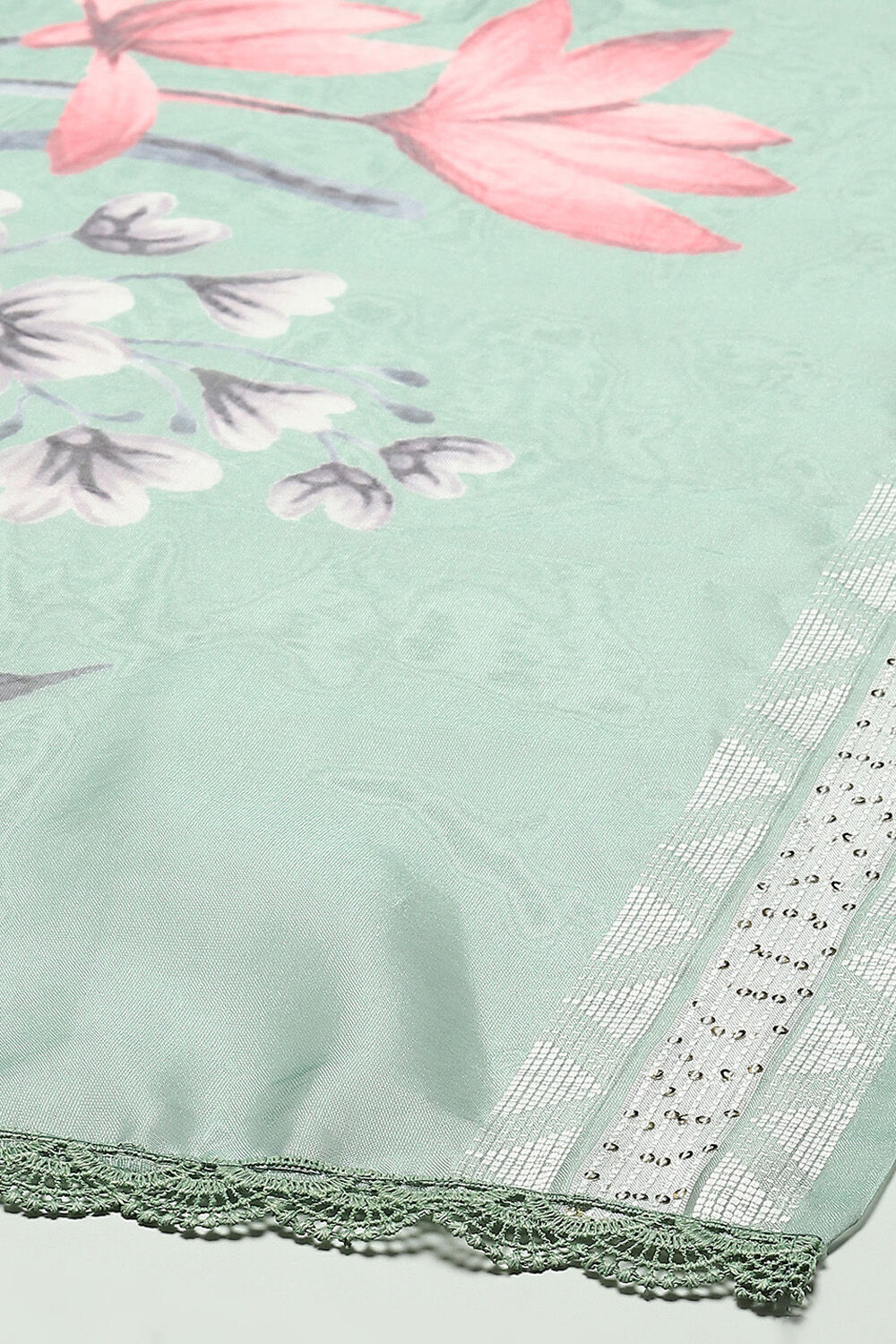 Green Silk Blend Unstitched Suit Set image number 3