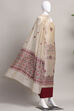 Black Cotton Printed Embroidered Unstitched Suit Set image number 4
