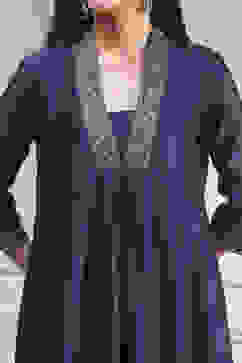 Blue Chanderi Solid Gathered Suit Set image number 1