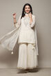Off White Poly Cotton Straight Kurta Garara Suit Set