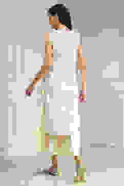 Off White Cotton Layered Suit Set image number 3